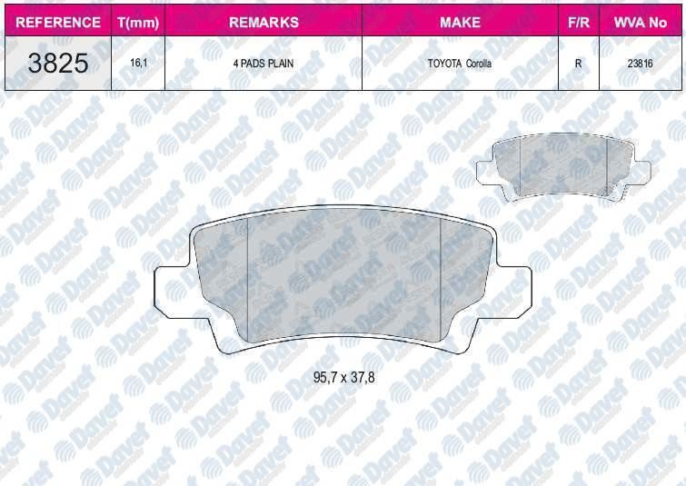 FERBE 36500 Fren Balatasi Arka Wva 23816 (Toyota) Corolla 1.4 Vvti (02->)
